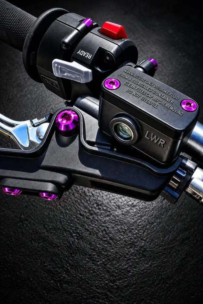 Titanium Surron Ultra Bee Brake Reservoir Cap Bolts - Purple / 1 brake (2 pcs) - Titanium Bolts