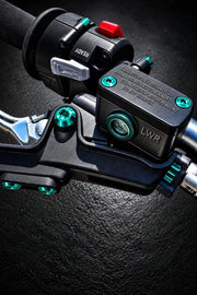 Titanium Surron Ultra Bee Brake Reservoir Cap Bolts - Teal / 1 brake (2 pcs) - Titanium Bolts