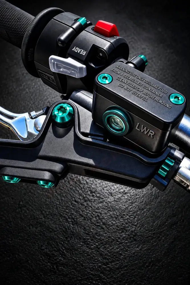 Titanium Surron Ultra Bee Brake Reservoir Cap Bolts - Teal / 1 brake (2 pcs) - Titanium Bolts