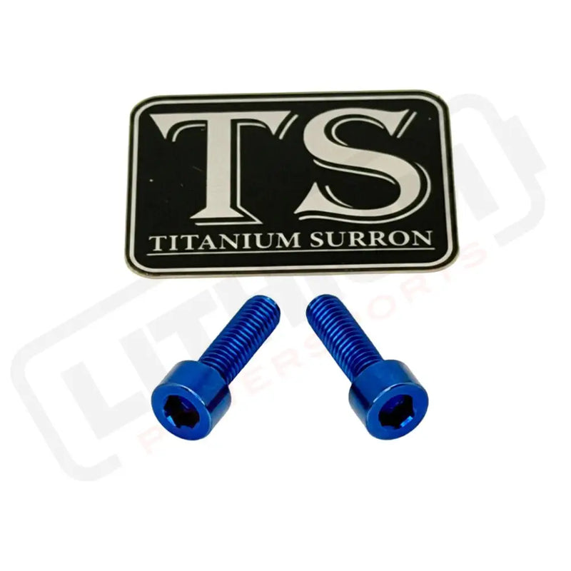 Titanium Surron Ultra Bee Headlight Bracket bolts by Prickly for Baja Squadron - Blue - Titanium Hardware