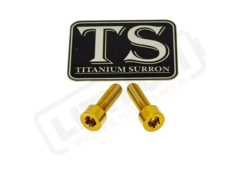 Titanium Surron Ultra Bee Headlight Bracket bolts by Prickly for Baja Squadron - Gold - Titanium Hardware