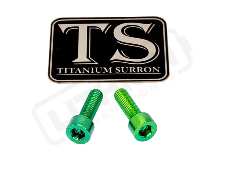Titanium Surron Ultra Bee Headlight Bracket bolts by Prickly for Baja Squadron - Green - Titanium Hardware