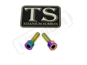 Titanium Surron Ultra Bee Headlight Bracket bolts by Prickly for Baja Squadron - Rainbow (oil slick/ multi-color)