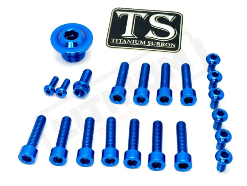 Titanium Surron Ultra Bee OEM Fork Bolt Kit - Blue - Titanium Bolts