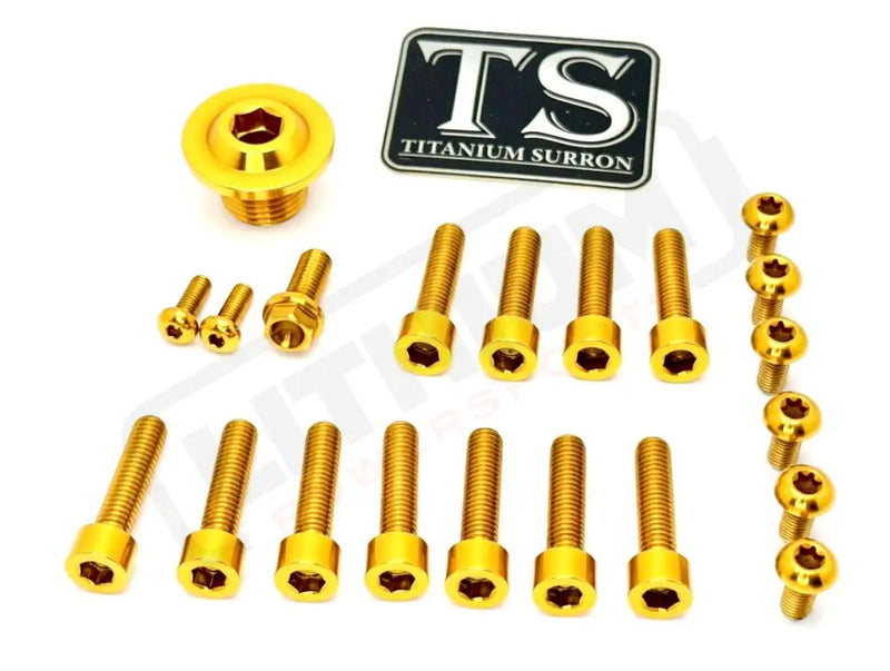 Titanium Surron Ultra Bee OEM Fork Bolt Kit - Gold - Titanium Bolts