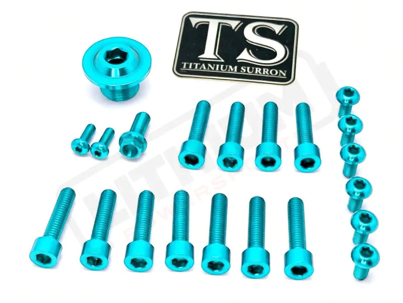 Titanium Surron Ultra Bee OEM Fork Bolt Kit - Teal - Titanium Bolts