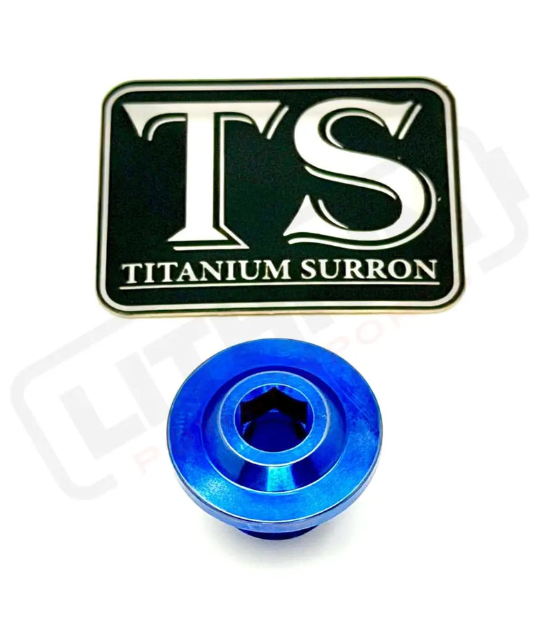 Titanium Surron Ultra Bee OEM KKE Fork Axle End-Bolt - Blue - Titanium Bolts
