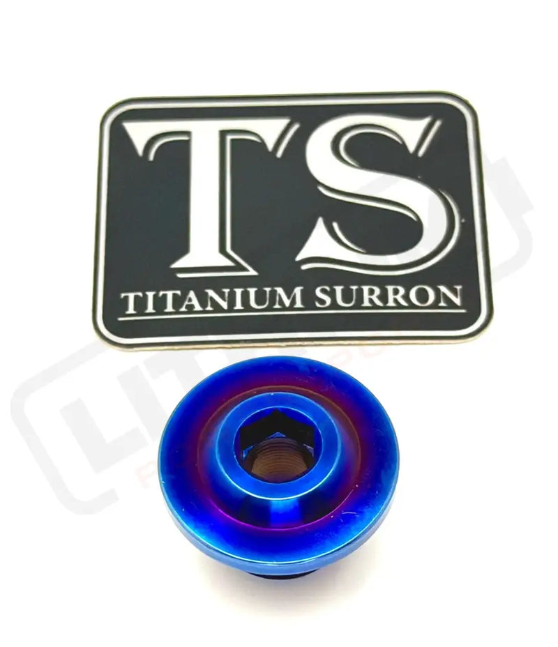 Titanium Surron Ultra Bee OEM KKE Fork Axle End-Bolt - Burnt Blue - Titanium Bolts