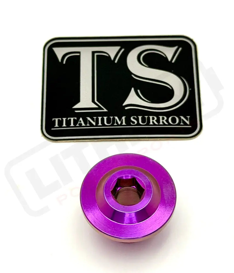 Titanium Surron Ultra Bee OEM KKE Fork Axle End-Bolt - Purple - Titanium Bolts