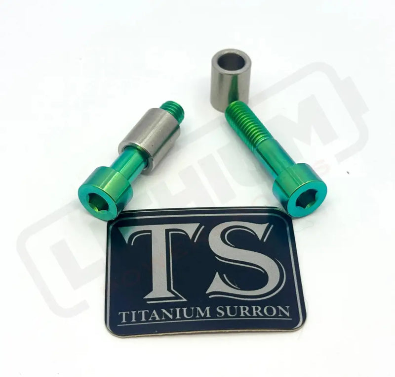 Titanium Triangle Bolts - Surron LBX/ Segway - Green / LBX - Socket Head - 2 Bolts and 2 Frame Bushing Inner Sleeves