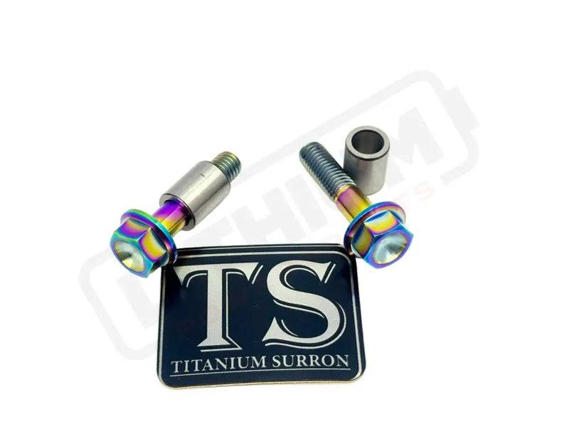 Titanium Triangle Bolts - Surron LBX/ Segway - Rainbow / LBX - Hex Head - 2 Bolts and 2 Frame Bushing Inner Sleeves