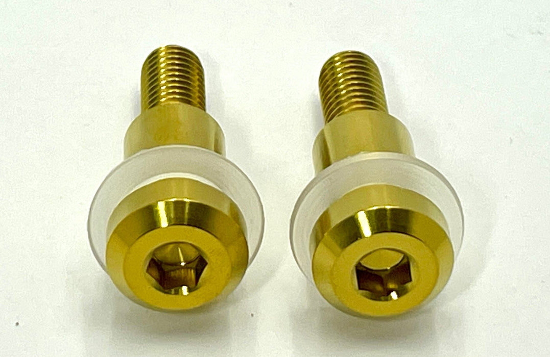 Titanium Surron Titanium Custom Triangle Bolts - Surron LBX Segway X260 Gold / Built-in bushing and two washers (large
