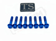 TS Altis Sigma Gearbox Cover Titanium Bolt Kit - Blue / 8 Pieces / Hex Flange - Titanium Bolts