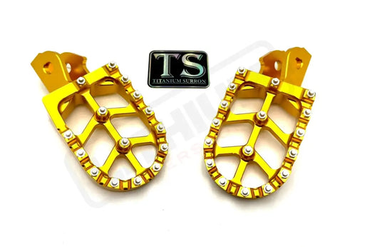 TS Anodized Aluminum Foot Pegs for Surron E-Ride Pro 79 Bike - Gold - 6061 TS Footpegs