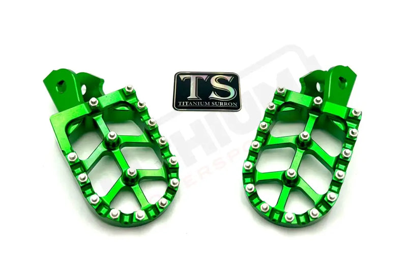 TS Anodized Aluminum Foot Pegs for Surron E-Ride Pro 79 Bike - Green - 6061 TS Footpegs