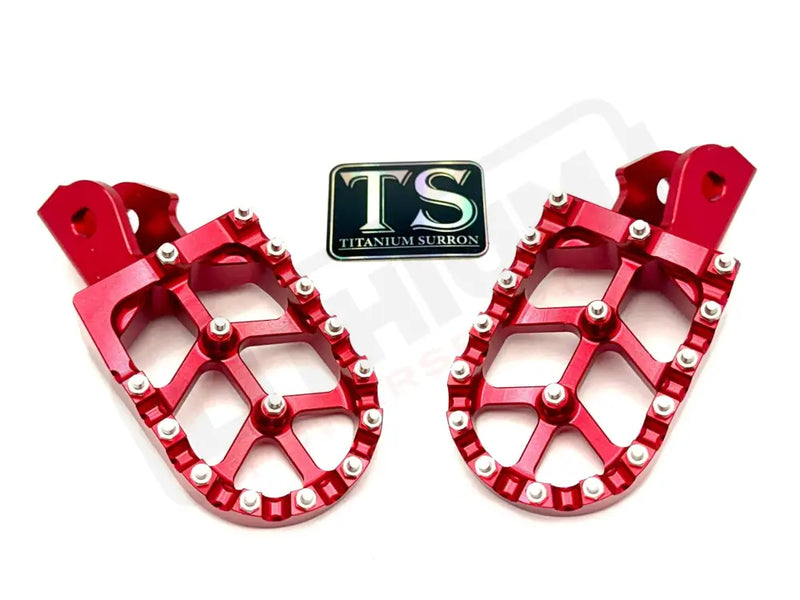 TS Anodized Aluminum Foot Pegs for Surron E-Ride Pro 79 Bike - Red - 6061 TS Footpegs