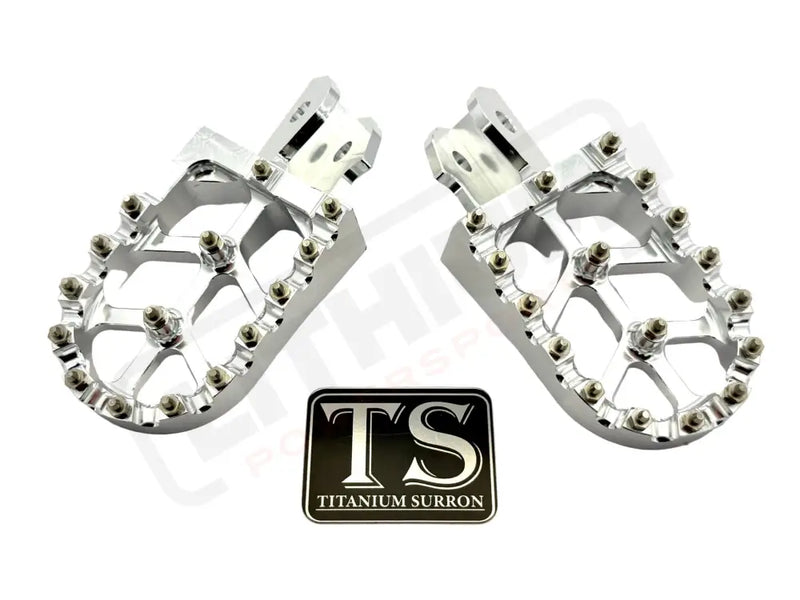 TS Anodized Aluminum Foot Pegs for Surron E-Ride Pro 79 Bike - Silver - 6061 TS Footpegs