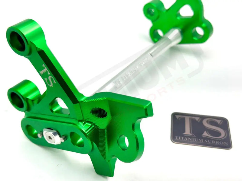 TS Custom CNC Aluminum Footpeg Bracket Assembly E-Ride Pro SS and S - Green / Silver - Footpeg bracket assembly ERP
