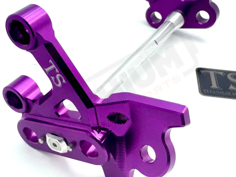 TS Custom CNC Aluminum Footpeg Bracket Assembly E-Ride Pro SS and S - Purple / Silver - Footpeg bracket assembly ERP
