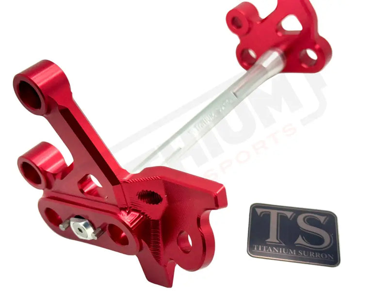 TS Custom CNC Aluminum Footpeg Bracket Assembly E-Ride Pro SS and S - Red / Silver - Footpeg bracket assembly ERP