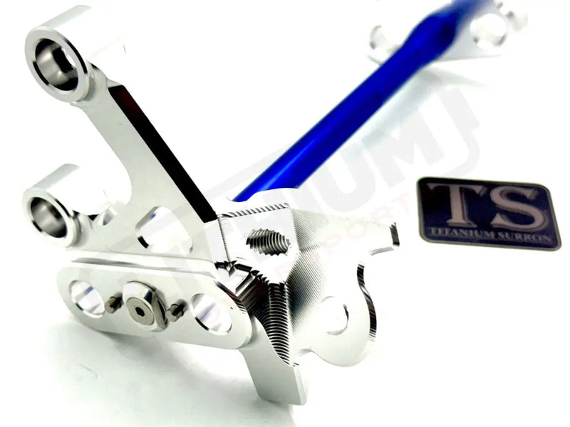 TS Custom CNC Aluminum Footpeg Bracket Assembly E-Ride Pro SS and S - Silver / Blue - Footpeg bracket assembly ERP