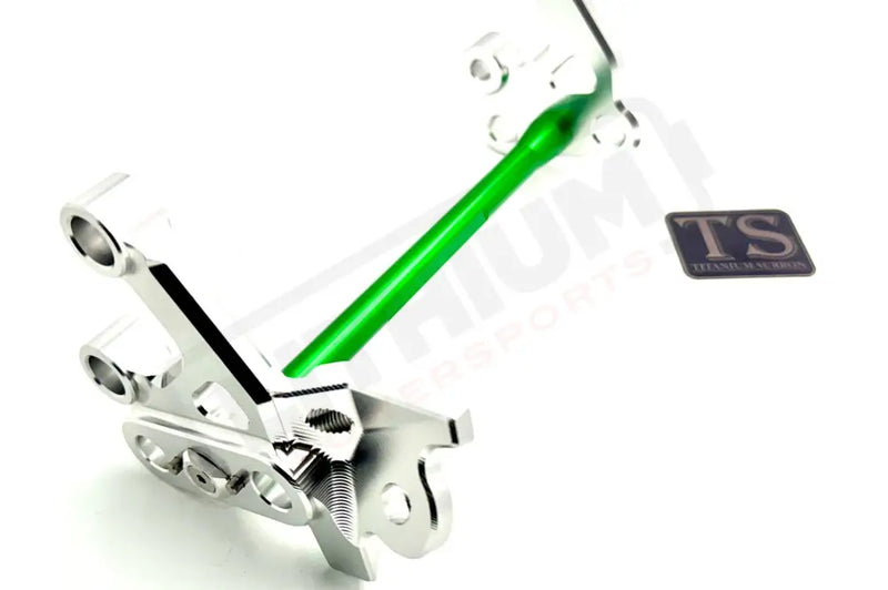 TS Custom CNC Aluminum Footpeg Bracket Assembly E-Ride Pro SS and S - Silver / Green - Footpeg bracket assembly ERP
