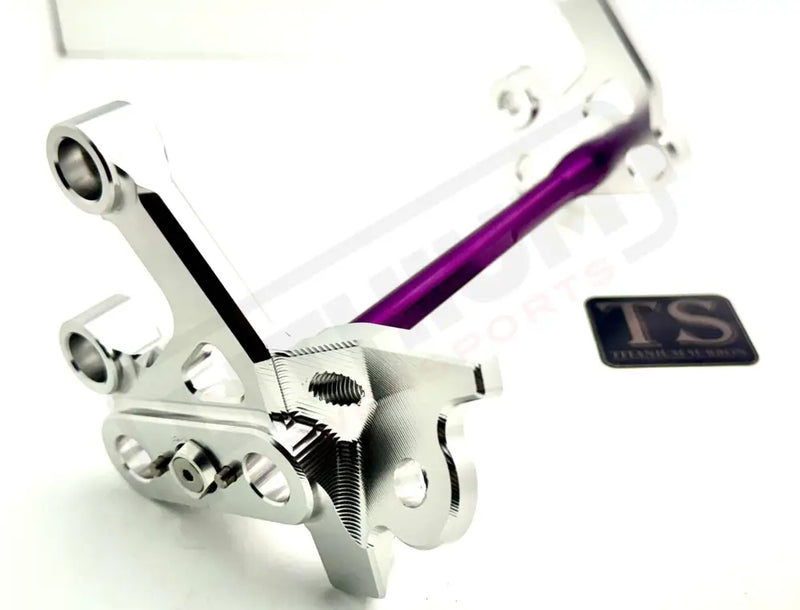 TS Custom CNC Aluminum Footpeg Bracket Assembly E-Ride Pro SS and S - Silver / Purple - Footpeg bracket assembly ERP