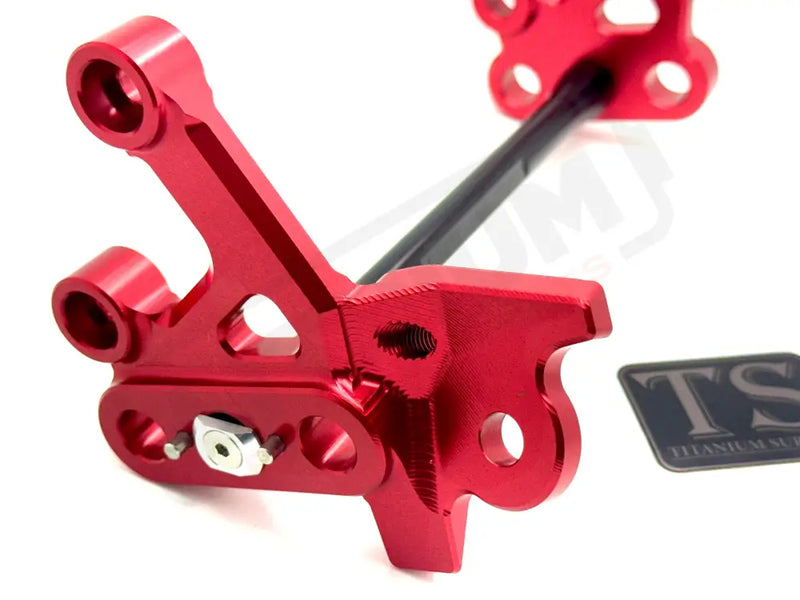 TS Custom CNC Aluminum Footpeg Bracket Assembly Surron - Red / Black - Footpeg bracket assembly LBX