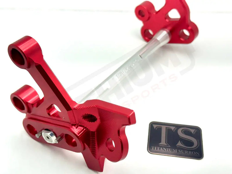 TS Custom CNC Aluminum Footpeg Bracket Assembly Surron - Red / Silver - Footpeg bracket assembly LBX