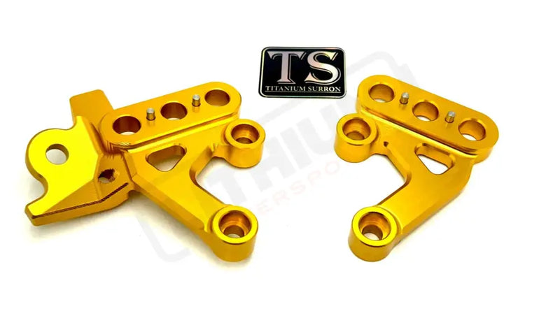 TS Custom CNC Aluminum Footpeg Bracket for Surron and E-Ride Pro - Gold - Surron CNC footpeg brackets