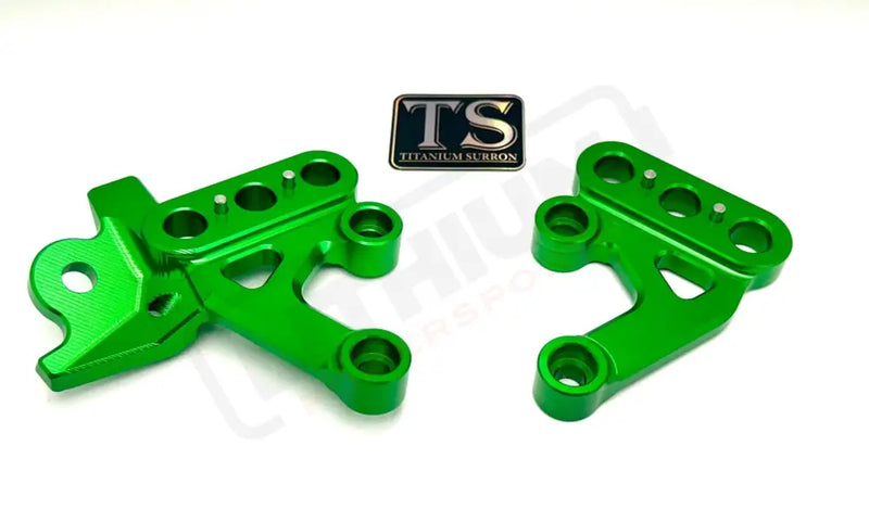 TS Custom CNC Aluminum Footpeg Bracket for Surron and E-Ride Pro - Green - Surron CNC footpeg brackets