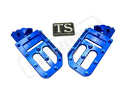 TS Custom Foot Pegs w/ Titanium Grips for Surron and Most Light EMoto - Blue / Blue - Titanium Grip Footpegs
