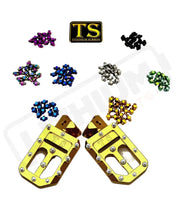 TS Custom Foot Pegs w/ Titanium Grips for Surron and Most Light EMoto - Gold / Burnt Blue - Titanium Grip Footpegs