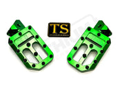 TS Custom Foot Pegs w/ Titanium Grips for Surron and Most Light EMoto - Green / Black - Titanium Grip Footpegs