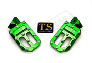 TS Custom Foot Pegs w/ Titanium Grips for Surron and Most Light EMoto - Green / Silver - Titanium Grip Footpegs