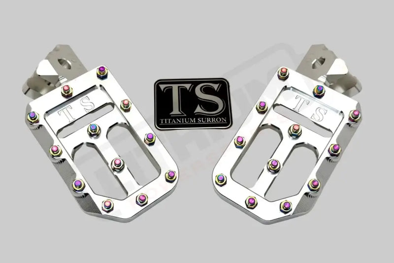 TS Custom Foot Pegs w/ Titanium Grips for Surron and Most Light EMoto - Titanium Grip Footpegs