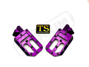 TS Custom Foot Pegs w/ Titanium Grips for Surron and Most Light EMoto - Purple / Black - Titanium Hardware