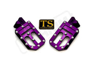TS Custom Foot Pegs w/ Titanium Grips for Surron and Most Light EMoto - Purple / Silver - Titanium Grip Footpegs
