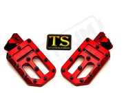 TS Custom Foot Pegs w/ Titanium Grips for Surron and Most Light EMoto - Red / Black - Titanium Grip Footpegs