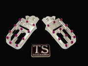 TS Custom Foot Pegs w/ Titanium Grips for Surron and Most Light EMoto - Silver / Purple - Titanium Grip Footpegs
