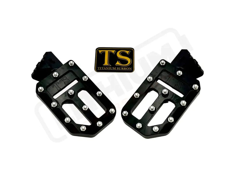 TS Custom Foot Pegs w/ Titanium Grips for Talaria and Altis - Black / Silver - Titanium Grip Footpegs