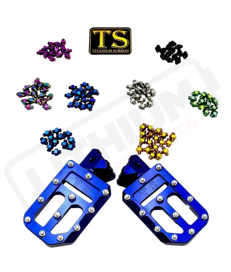 TS Custom Foot Pegs w/ Titanium Grips for Talaria and Altis - Blue / Burnt Blue - Titanium Grip Footpegs