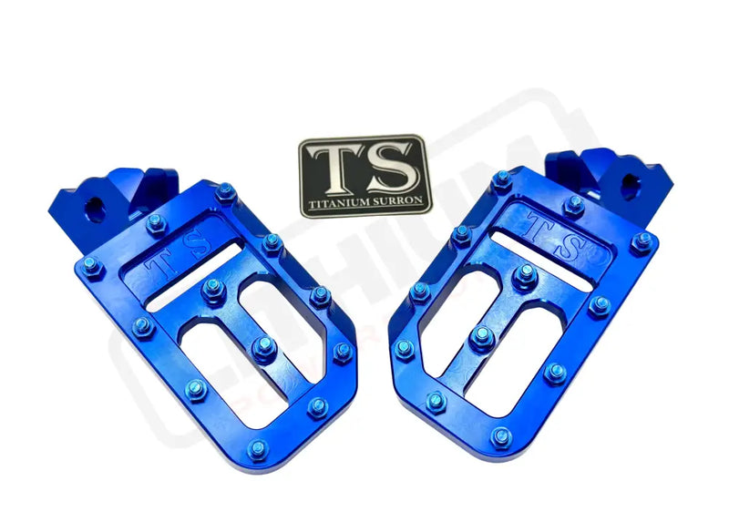 TS Custom Foot Pegs w/ Titanium Grips for Talaria and Altis - Blue / Blue - Titanium Grip Footpegs