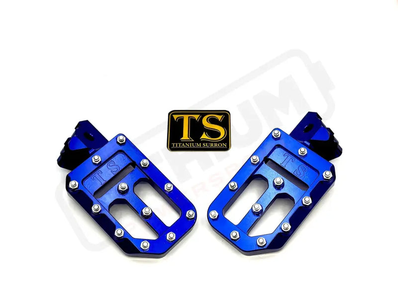 TS Custom Foot Pegs w/ Titanium Grips for Talaria and Altis Blue / Silver Titanium Grip Footpegs