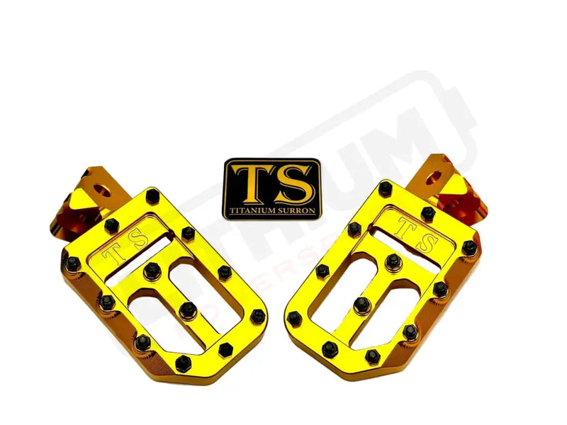 TS Custom Foot Pegs w/ Titanium Grips for Talaria and Altis - Gold / Black - Titanium Grip Footpegs