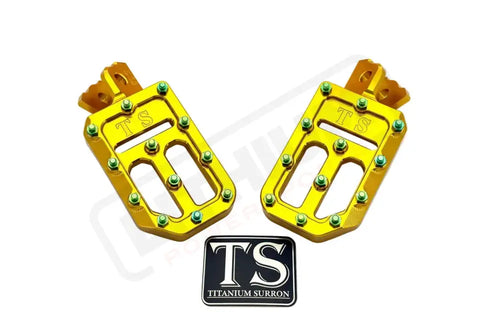 TS Custom Foot Pegs w/ Titanium Grips for Talaria and Altis - Gold / Green - Footpegs