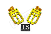 TS Custom Foot Pegs w/ Titanium Grips for Talaria and Altis - Gold / Green - Titanium Grip Footpegs