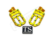 TS Custom Foot Pegs w/ Titanium Grips for Talaria and Altis - Gold / Green - Titanium Grip Footpegs
