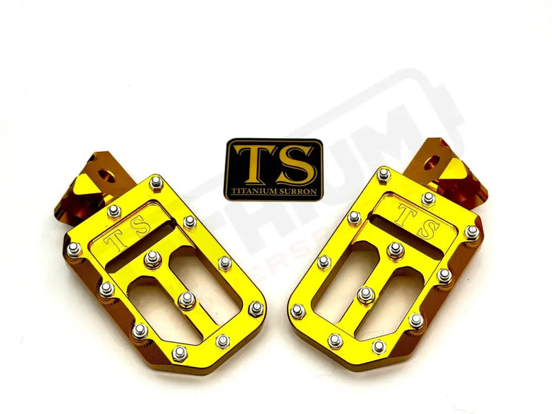 TS Custom Foot Pegs w/ Titanium Grips for Talaria and Altis Gold / Silver Titanium Grip Footpegs