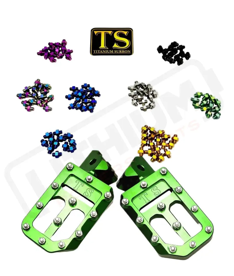 TS Custom Foot Pegs w/ Titanium Grips for Talaria and Altis - Green / Black - Titanium Grip Footpegs
